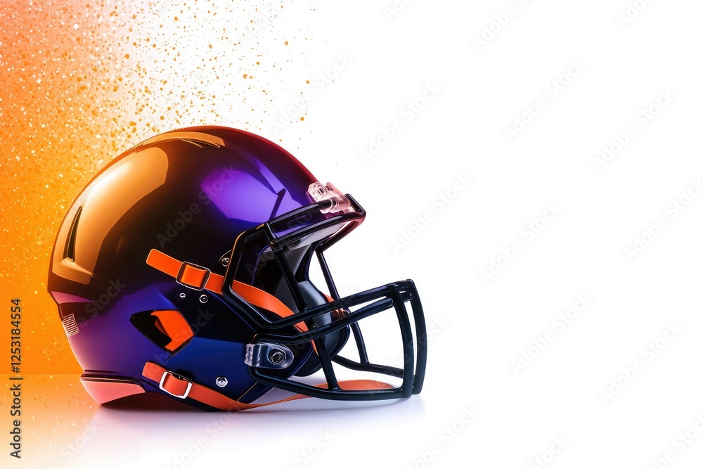 Fototapeta premium Colorful American Football Helmet with Vibrant Design on a Bright Background, Perfect for Sports and Team Promotions