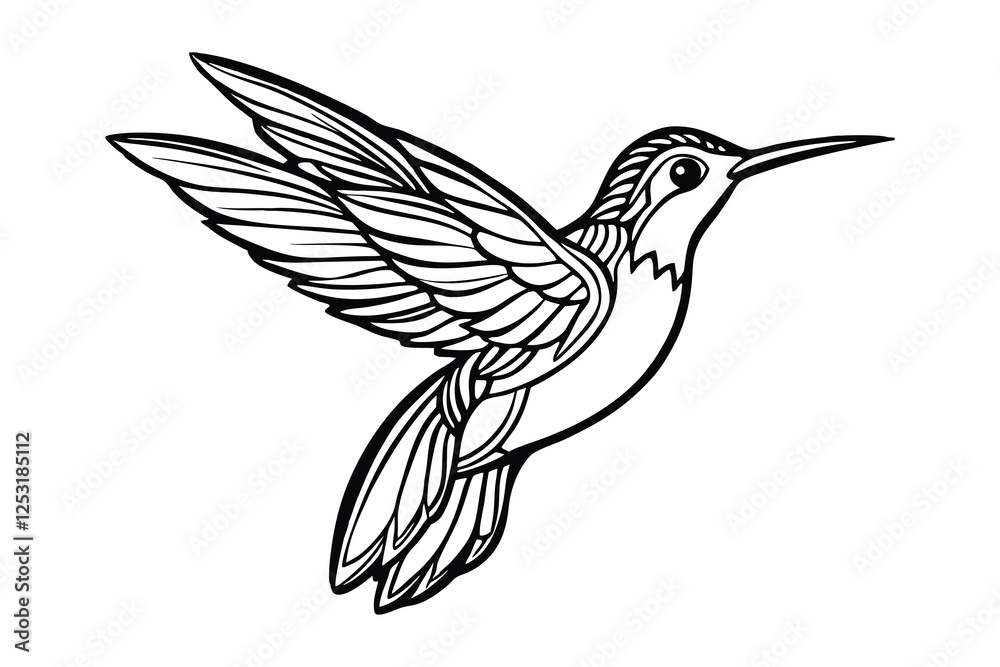 Obraz premium Silhouette of hummingbird isolated on a white background