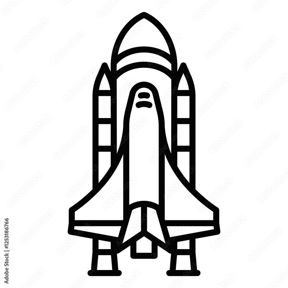 Space shuttle icon in outline style, vector illustration. Editable stroke. Space shuttle icon in outline style, vector illustration. Editable stroke.