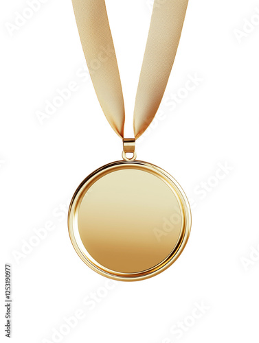 High-quality PNG image of a gold medal with a satin ribbon, featuring an engraved laurel wreath design, on a transparent background. Perfect for success, achievement, and award-related themes