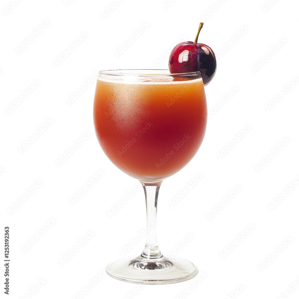 A Plum Brandy Sour Drink isolated on white or transparent background A Plum Brandy Sour Drink isolated on white or transparent background