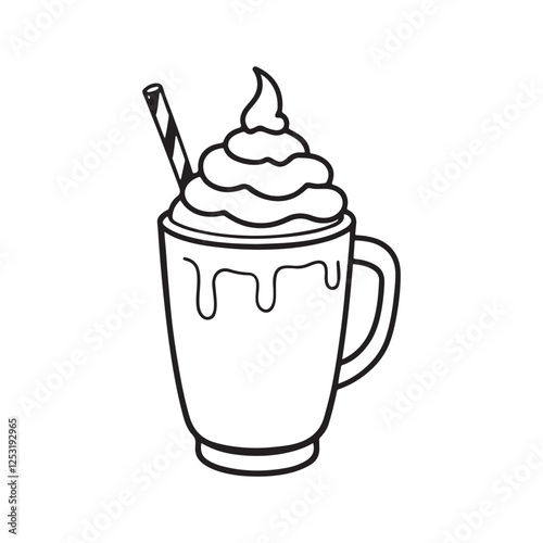 Cozy Coloring page, Line art, Bold and easy image, coloring sheet isolated vector illustration