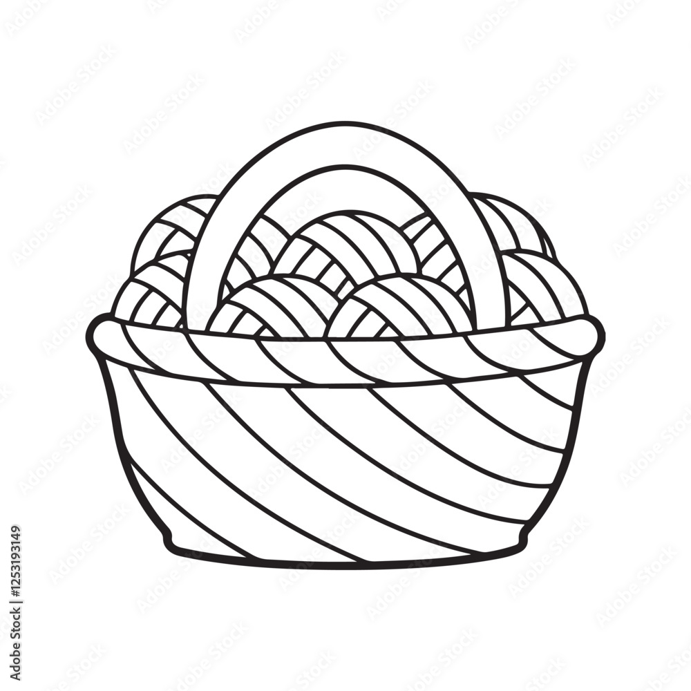 Fototapeta premium Cozy Coloring page, Line art, Bold and easy image, coloring sheet isolated vector illustration