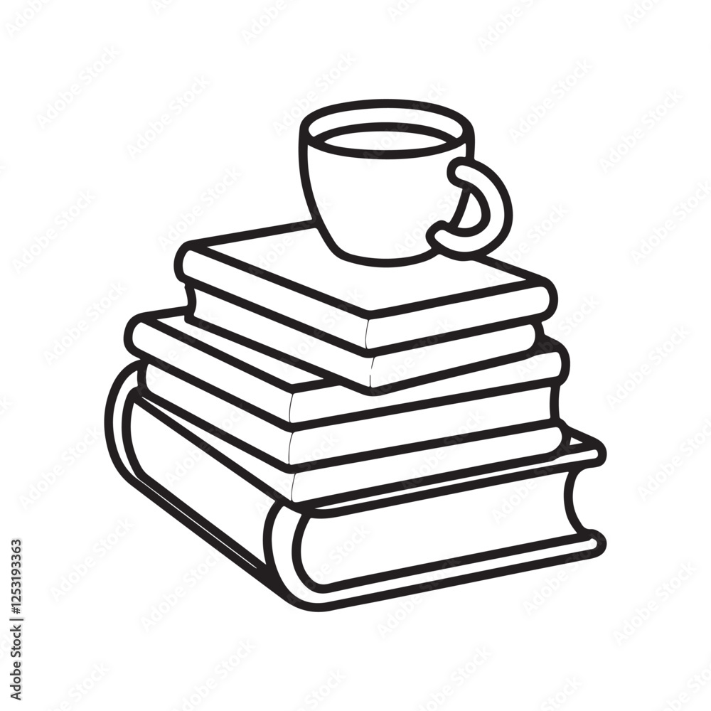 Cozy Coloring page, Line art, Bold and easy image, coloring sheet isolated vector illustration Cozy Coloring page, Line art, Bold and easy image, coloring sheet isolated vector illustration