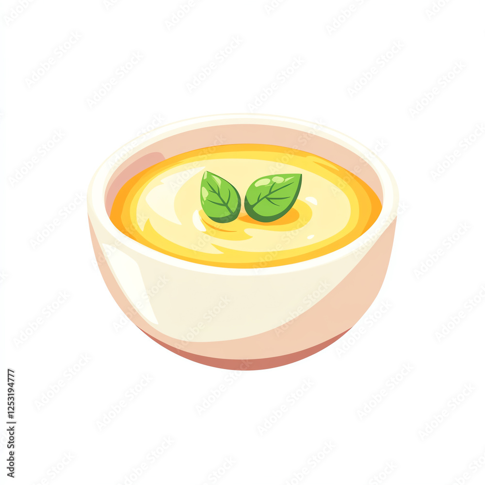 A vibrant bowl of creamy soup garnished with fresh green leaves, perfect for showcasing warmth and comfort in culinary presentations and recipes. Ideal for food blogs and menus. A vibrant bowl of creamy soup garnished with fresh green leaves, perfect for showcasing warmth and comfort in culinary presentations and recipes. Ideal for food blogs and menus.
