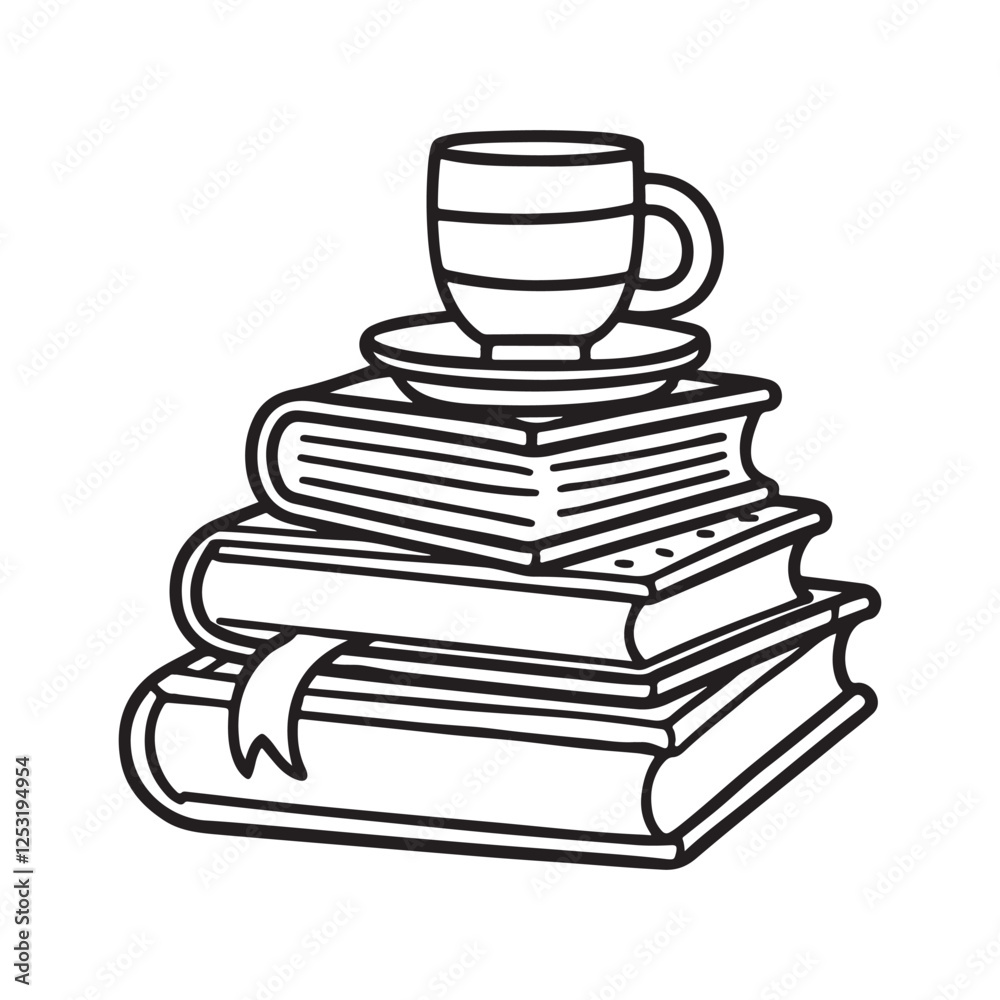 Cozy Coloring page, Line art, Bold and easy image, coloring sheet isolated vector illustration Cozy Coloring page, Line art, Bold and easy image, coloring sheet isolated vector illustration