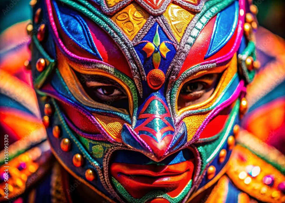 Fototapeta premium Vibrant Lucha Libre Mask: Colorful Mexican Wrestling Mask Stock Photo