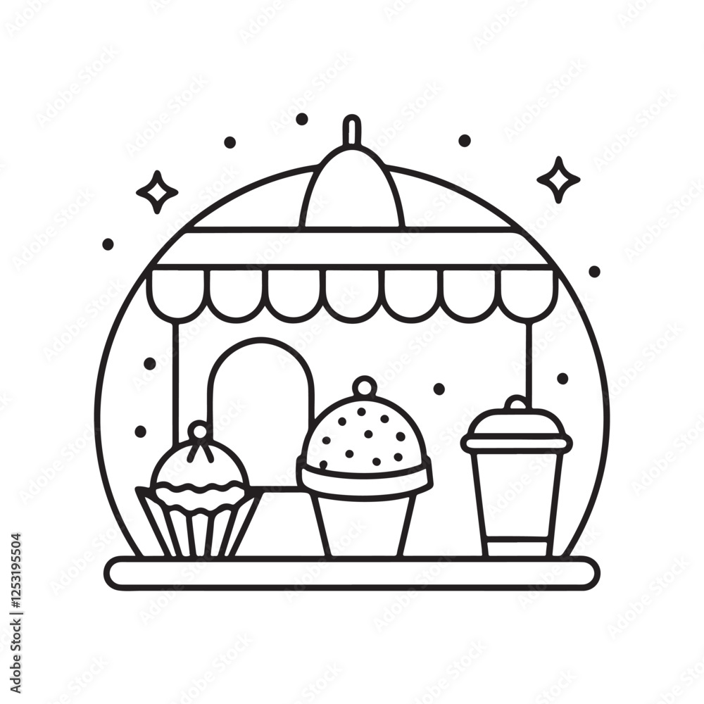 Cozy Coloring page, Line art, Bold and easy image, coloring sheet isolated vector illustration Cozy Coloring page, Line art, Bold and easy image, coloring sheet isolated vector illustration