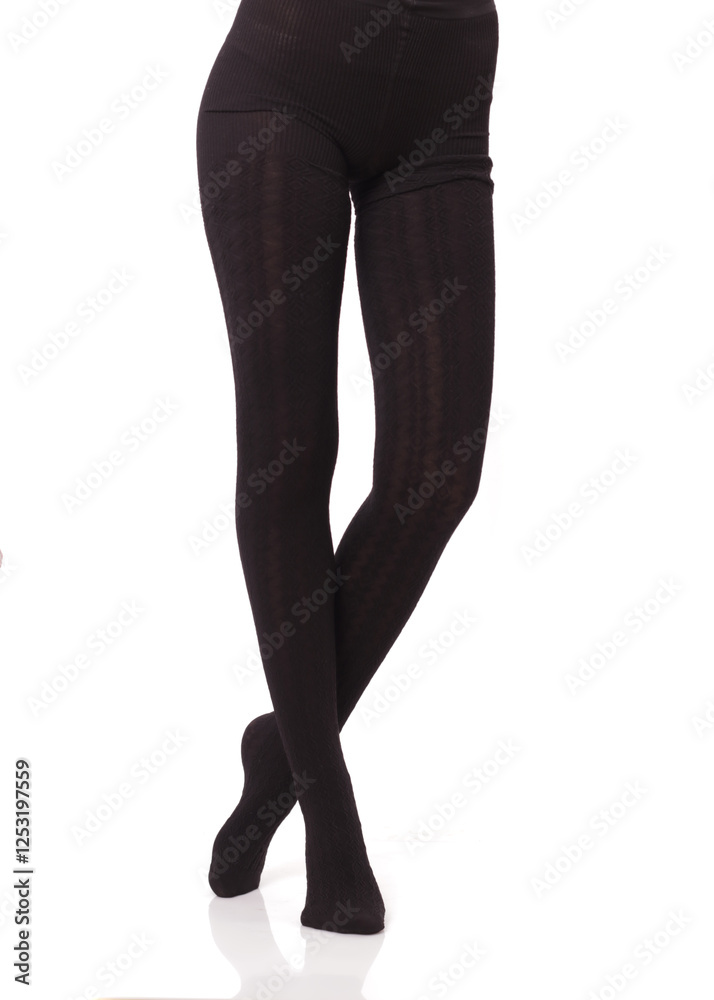 Girl standing in tights on a white isolated background Girl standing in tights on a white isolated background