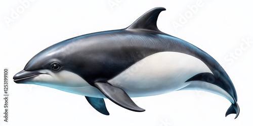 Minimalist Dolphin, Dall's Porpoise, Aquatic Mammal, Ocean Wildlife, Sea Creature Stock Photo photo