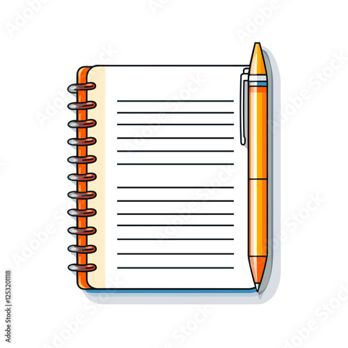  Spiral notebook with pen in a minimalistic style
