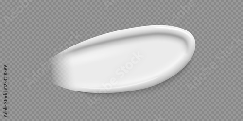 White cream swatch. Stroke of cosmetic product, creme, toothpaste, foundation, scrub, cleanser, liquid soap. Beauty industry. Realistic vector Illustration.