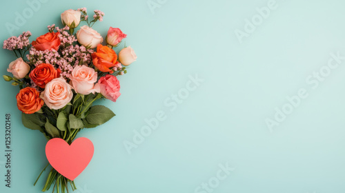 beautiful bouquet of roses and flowers with heart shaped card, perfect for expressing love and affection. This vibrant arrangement is ideal for special occasions