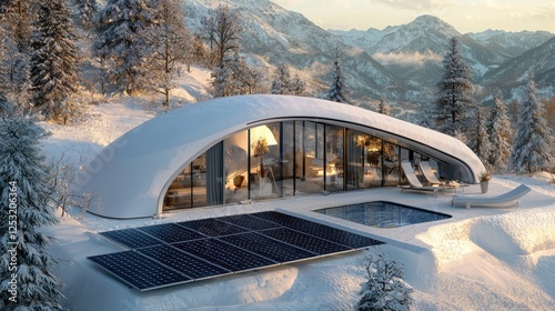 Wallpaper Mural An AI-created image of a winter home's roof with solar panels blanketed in snow, representing residential clean energy Torontodigital.ca