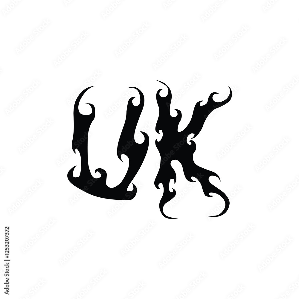 Obraz premium UK monogram logo design letter text name symbol monochrome logotype alphabet character simple logo