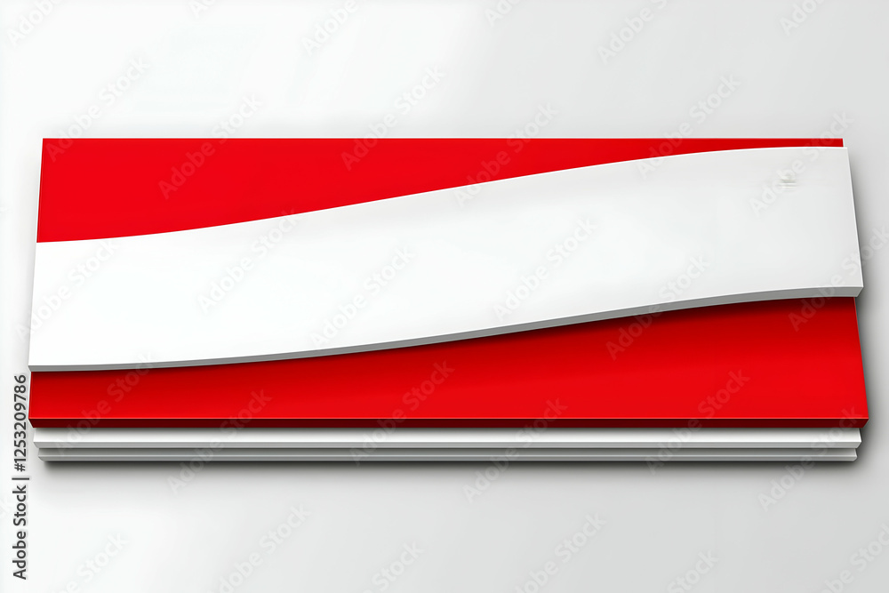Naklejka premium Abstract red white wave design, blank space, website banner