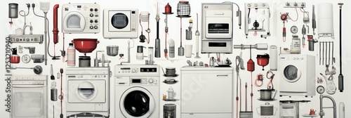 Simple wiring diagram illustrating connections of household appliances to electrical network
