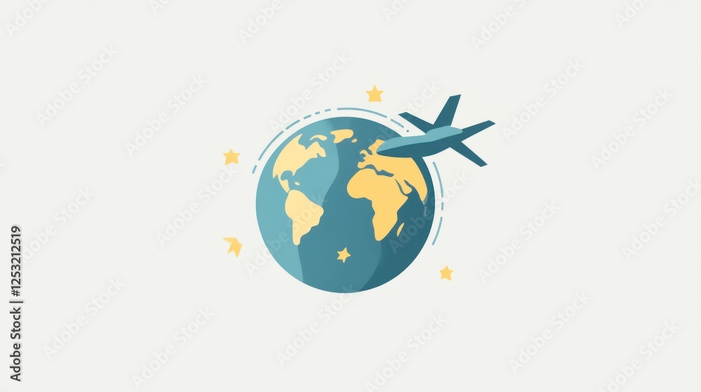 Naklejka premium Earth Globe with Airplane - Global Travel - Vector Illustration