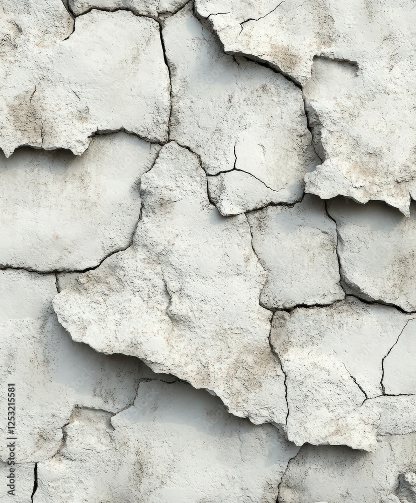 Cracked wall texture reveals layers of weathered surface