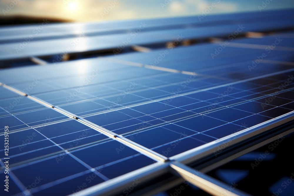 Close up view of solar panels on a clean background showcasing their modern design and efficiency Close up view of solar panels on a clean background showcasing their modern design and efficiency