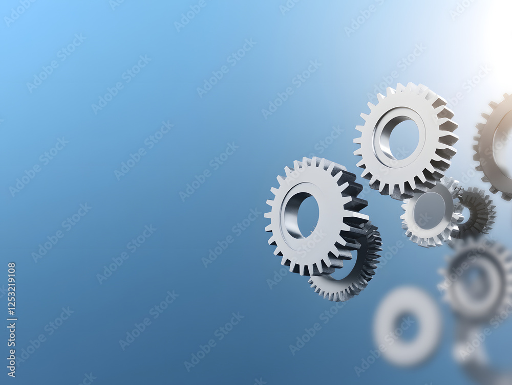 Gears interlock, teamwork, blue sky, mechanism, business Gears interlock, teamwork, blue sky, mechanism, business