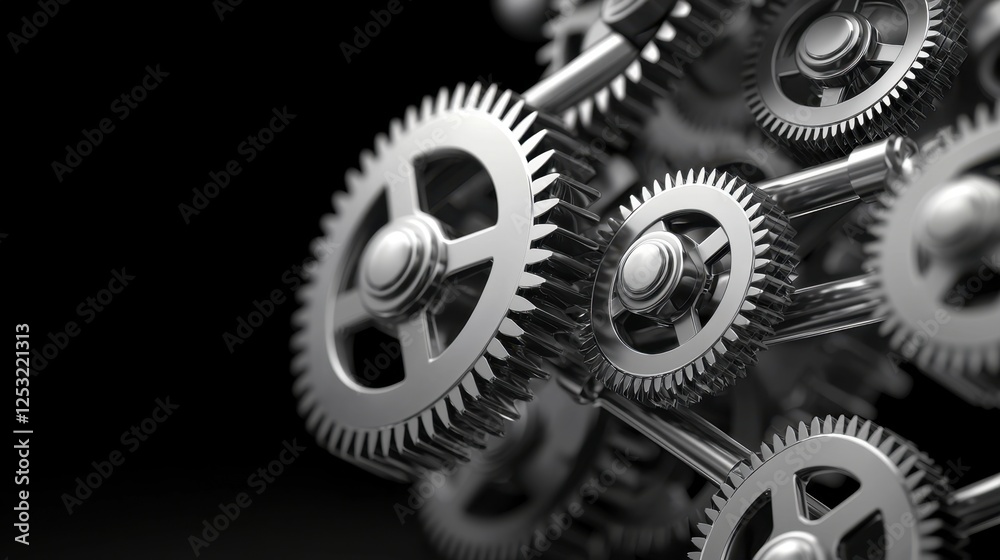 Multiple gears interlocked together in a monochrome style, symbolizing teamwork and function Multiple gears interlocked together in a monochrome style, symbolizing teamwork and function