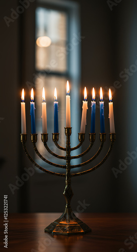 Hanukkah Lights: Celebrate Tradition! Glowing Menorah, Jewish Holiday, Festive Candles, Warmth & Heritage, Symbol of Faith & Miracles
