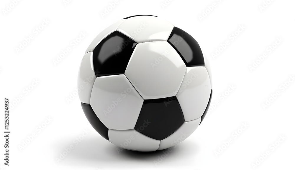 Glossy soccer ball on a white background with smooth and reflective surface Glossy soccer ball on a white background with smooth and reflective surface