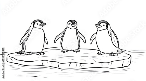 Penguins on an Ice Floe photo