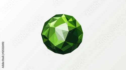 Abstract green polygon sphere on white background. Possible use graphic design, digital art, geometric shapes, sphere design photo