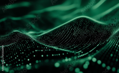 Abstract Emerald Green Data Wave Particle Flow