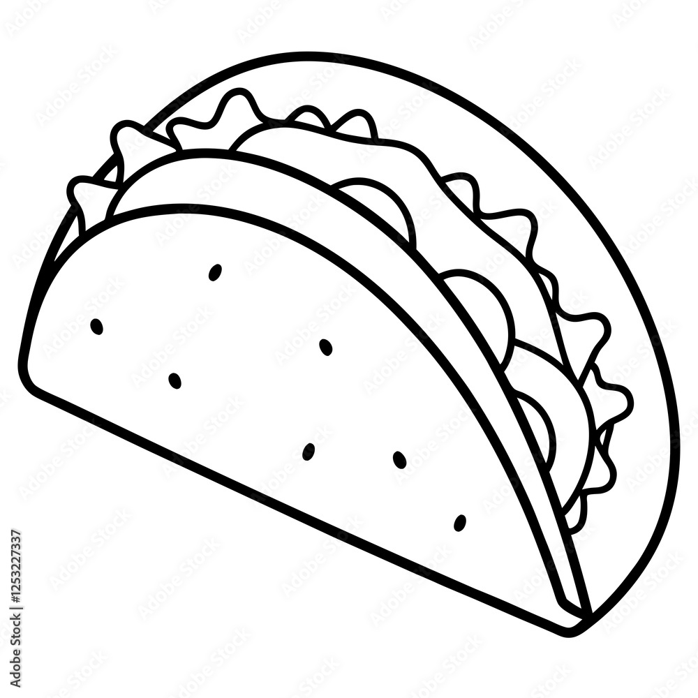Outline Taco Illustration for Vector Art Outline Taco Illustration for Vector Art