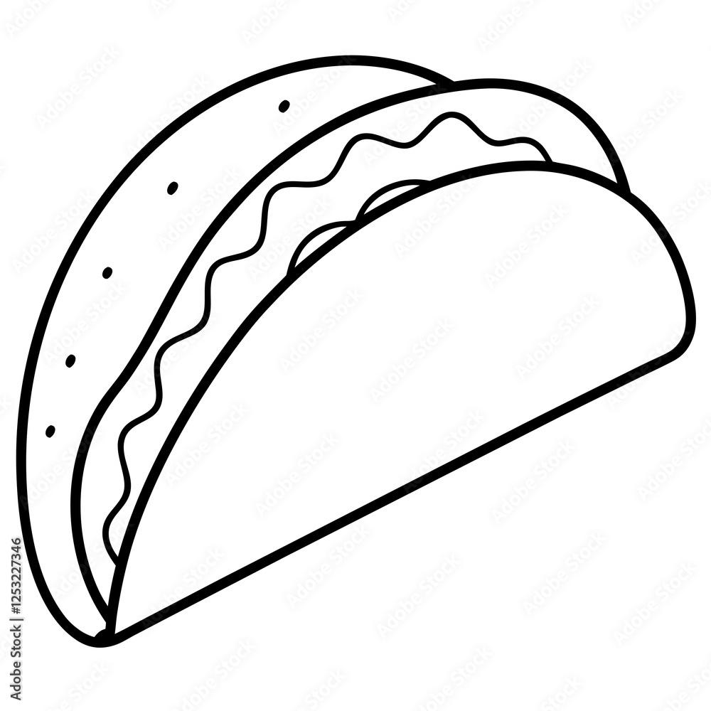 Outline Taco Illustration for Vector Art Outline Taco Illustration for Vector Art