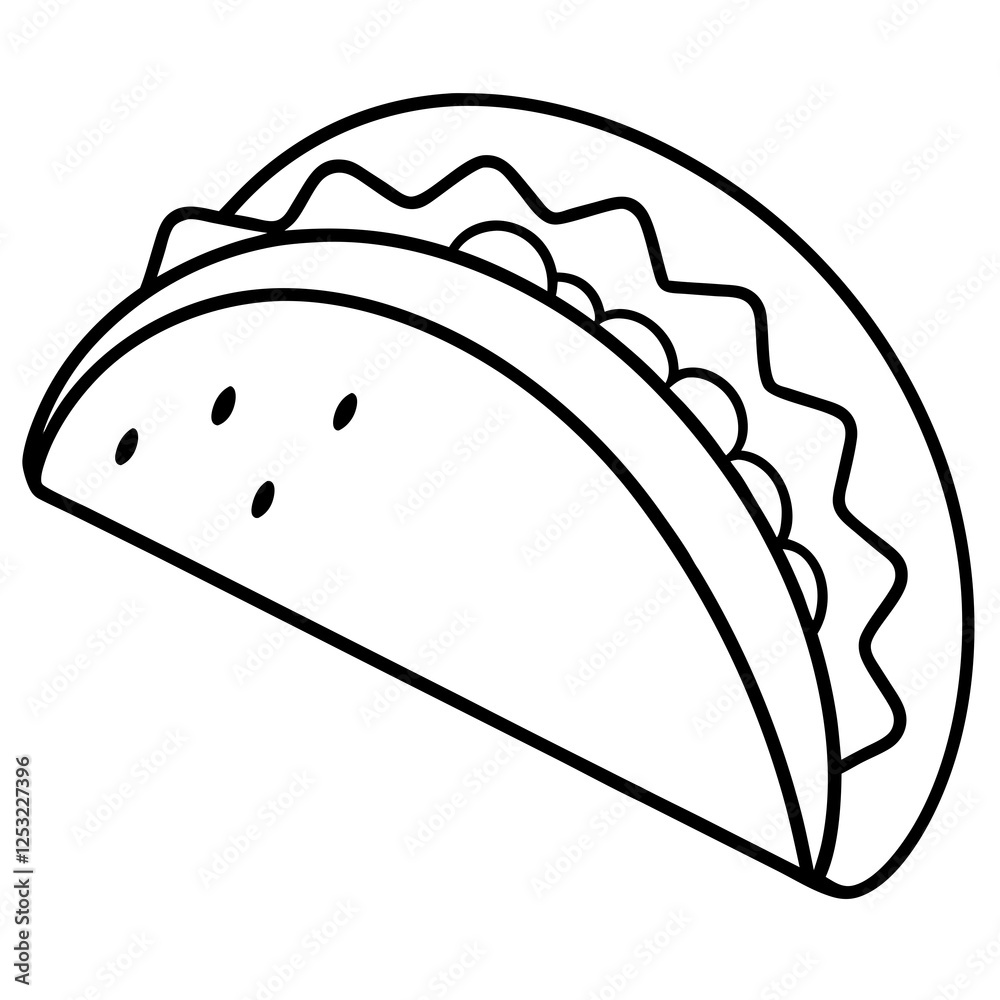 Outline Taco Illustration for Vector Art Outline Taco Illustration for Vector Art