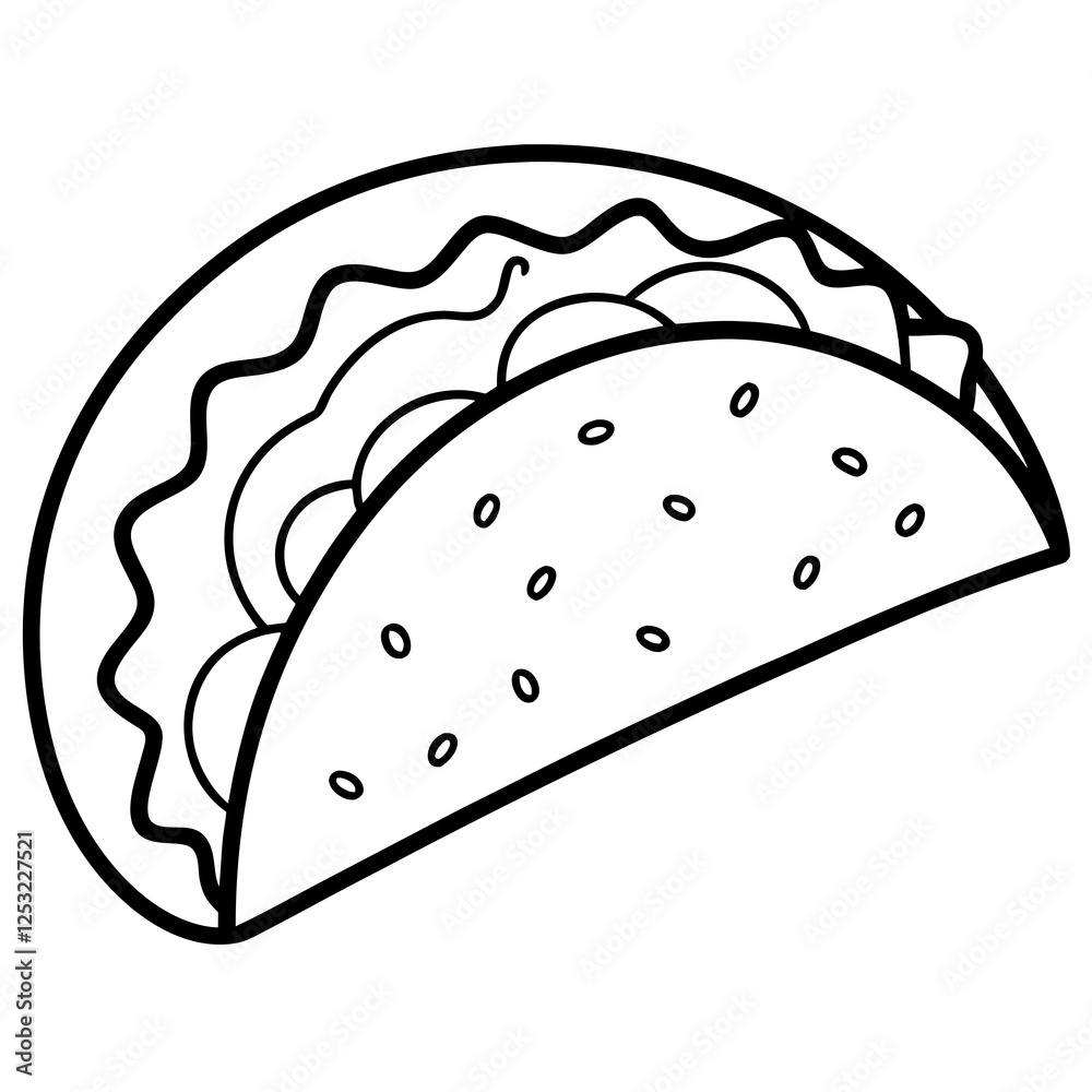 Outline Taco Illustration for Vector Art Outline Taco Illustration for Vector Art