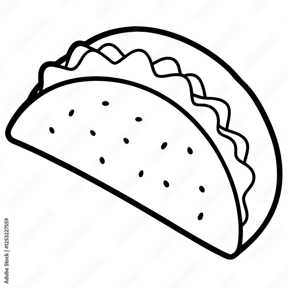 Outline Taco Illustration for Vector Art Outline Taco Illustration for Vector Art
