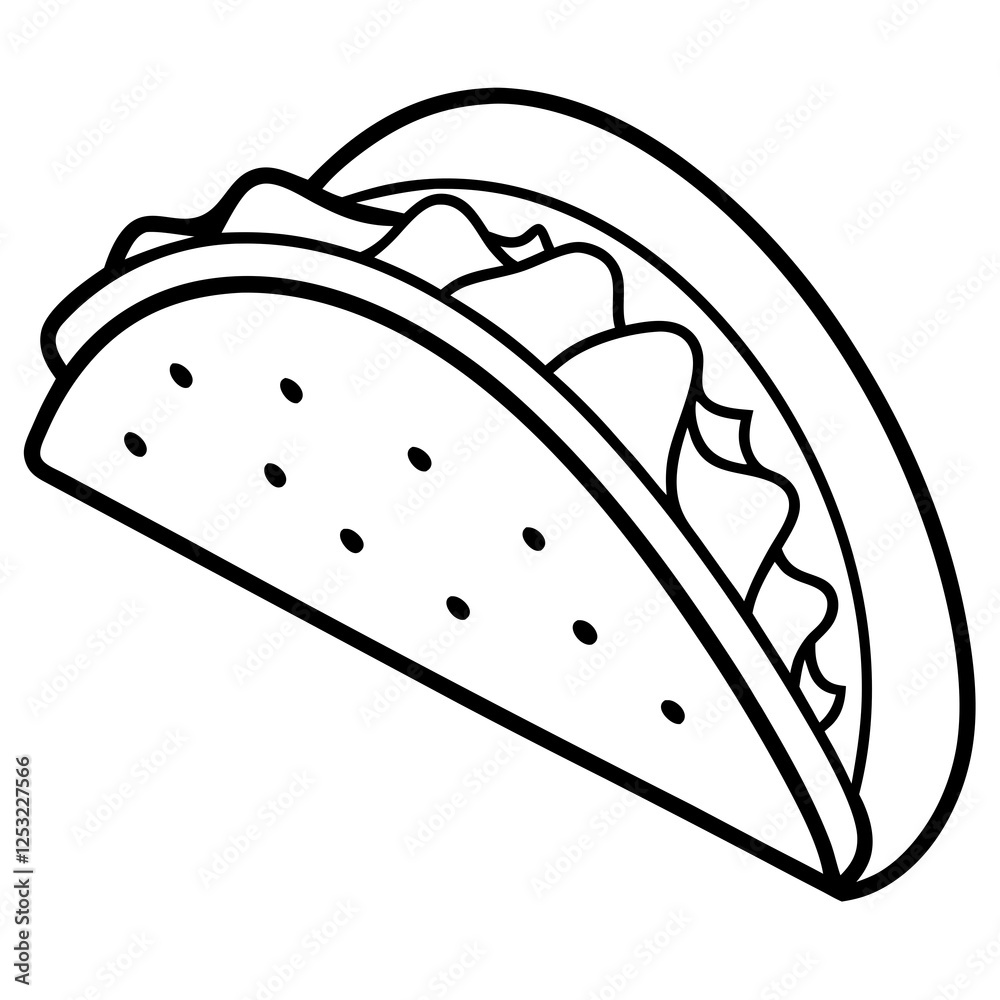 Outline Taco Illustration for Vector Art Outline Taco Illustration for Vector Art