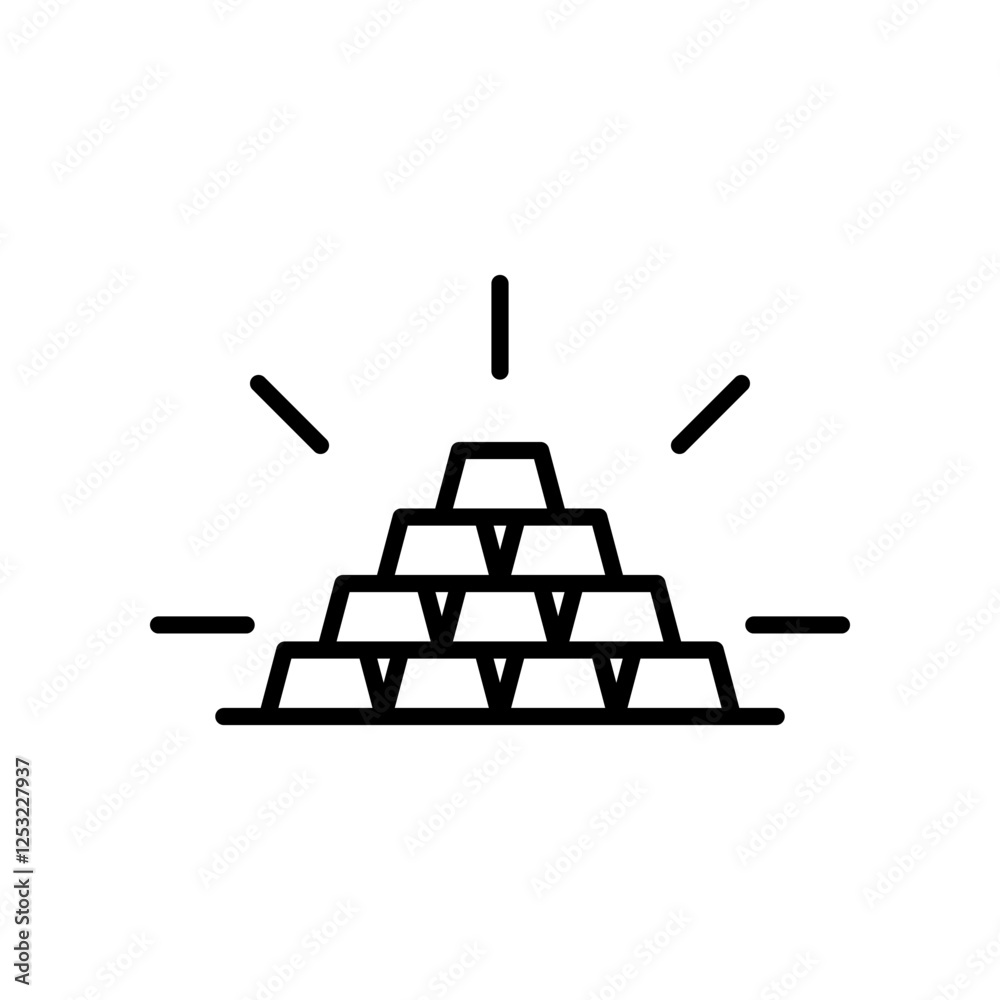 Fototapeta premium Stack of Gold Bars Representing Wealth and Financial Security in Outline Style