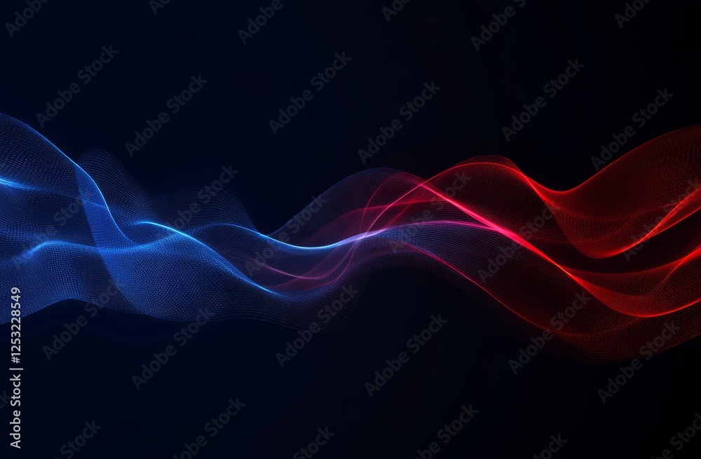 Naklejka premium Abstract Red and Blue Waveform Digital Art