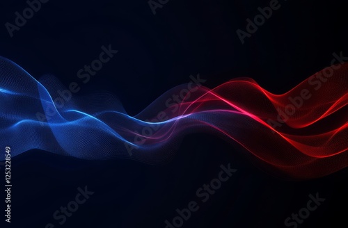 Abstract Red and Blue Waveform Digital Art