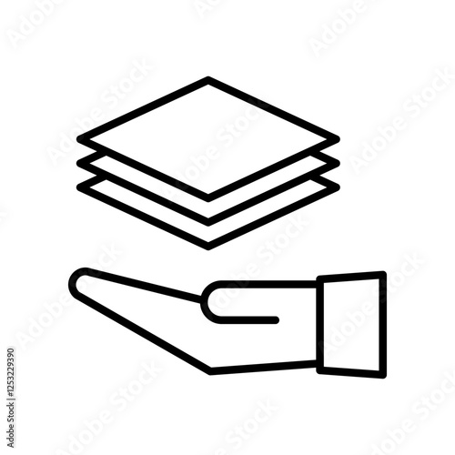 Flat Outline Icon of Hand Supporting Documents or Papers