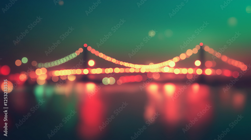 Fototapeta premium Soft blurred background with a light red and turquoise gradient, featuring a blurred landscape and smooth, fading edges for a calming and abstract atmosphere.