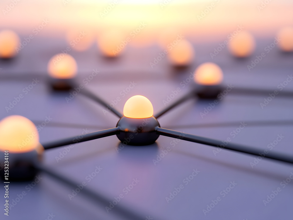 Network connection sunset glow; global communication