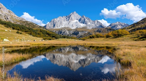 Mountain lake reflection autumn landscape scenic view travel