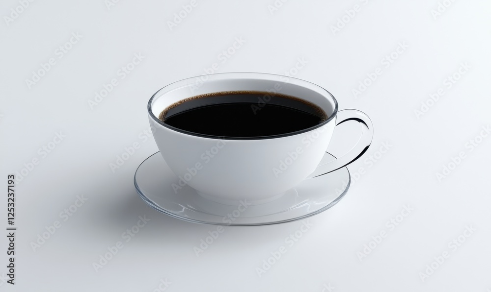 Coffee cup on saucer, white background, studio shot, beverage, breakfast Coffee cup on saucer, white background, studio shot, beverage, breakfast