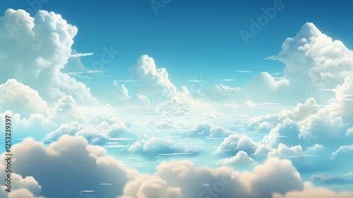 Tranquil horizon with soft clouds  enhance serenity with gentle whites and blues for airy visuals