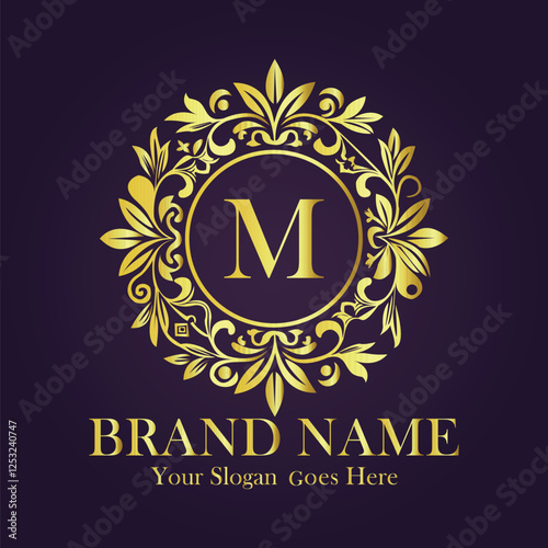 Fotografie Luxury Gold Monogram Logo - Letter M