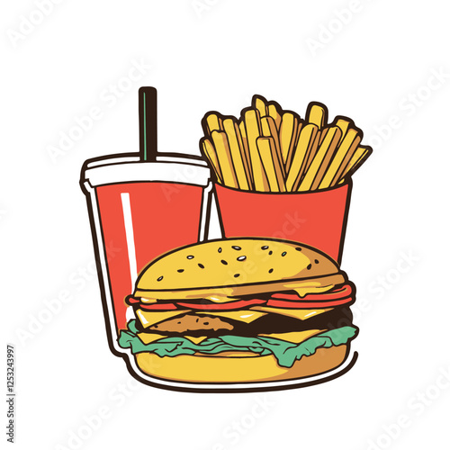 fast food clipart hamburger and fries with drink