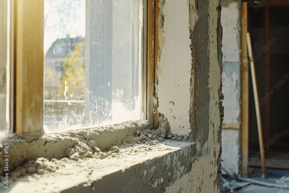 Obraz premium Machine plastering using a plastering pump that automatically sprays the plaster application