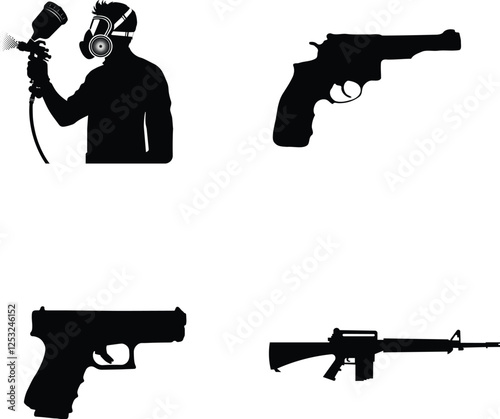 set of guns and car cleaner